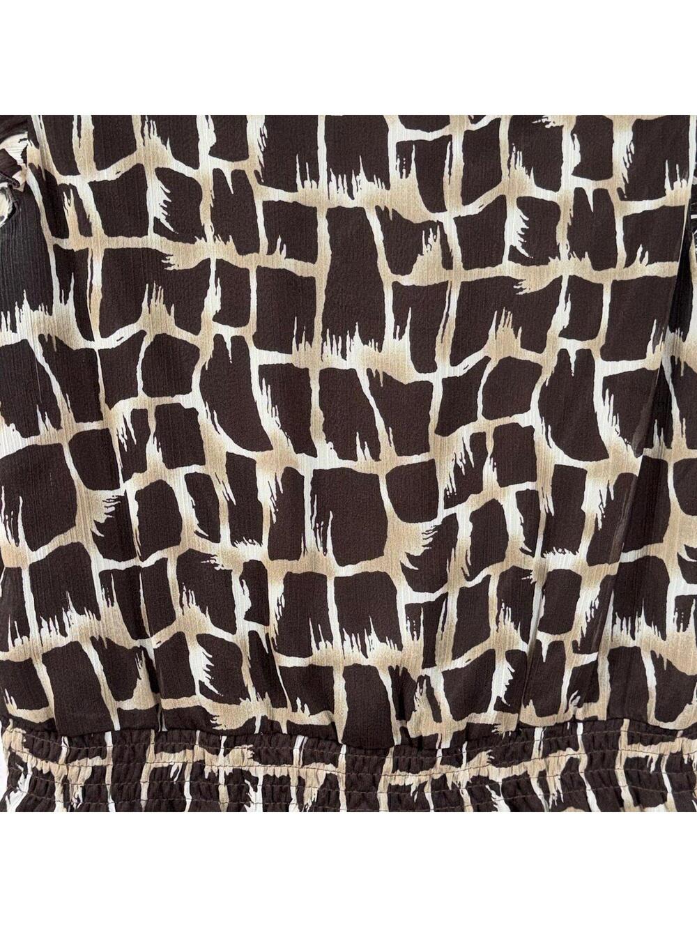 Cato Women’s Brown Abstract Print Ruffle Sleeveless Blouse Size Small - Picture 8 of 9